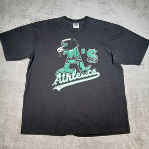 Pro Athletic Y2K T-Shirt Mens 2XL Black Graphic Cotton MLB Oakland A's